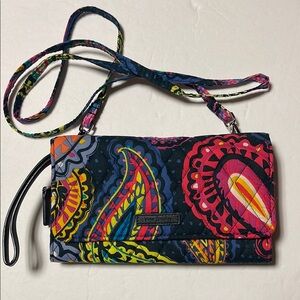 {VERA BRADLEY} twilight paisley crossbody wallet removable strap vibrant fun